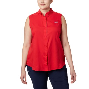 Columbia PFG Tamiami Sleeveless Plus Size, Camisa Rojos Para Mujer | 251609-AZL